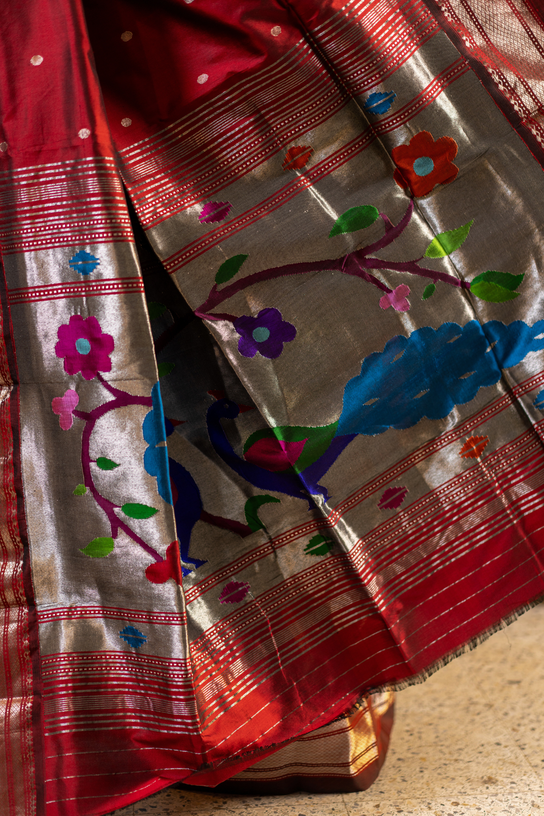 Ruby Peacock Paithani: A Masterpiece of Royal Weaving