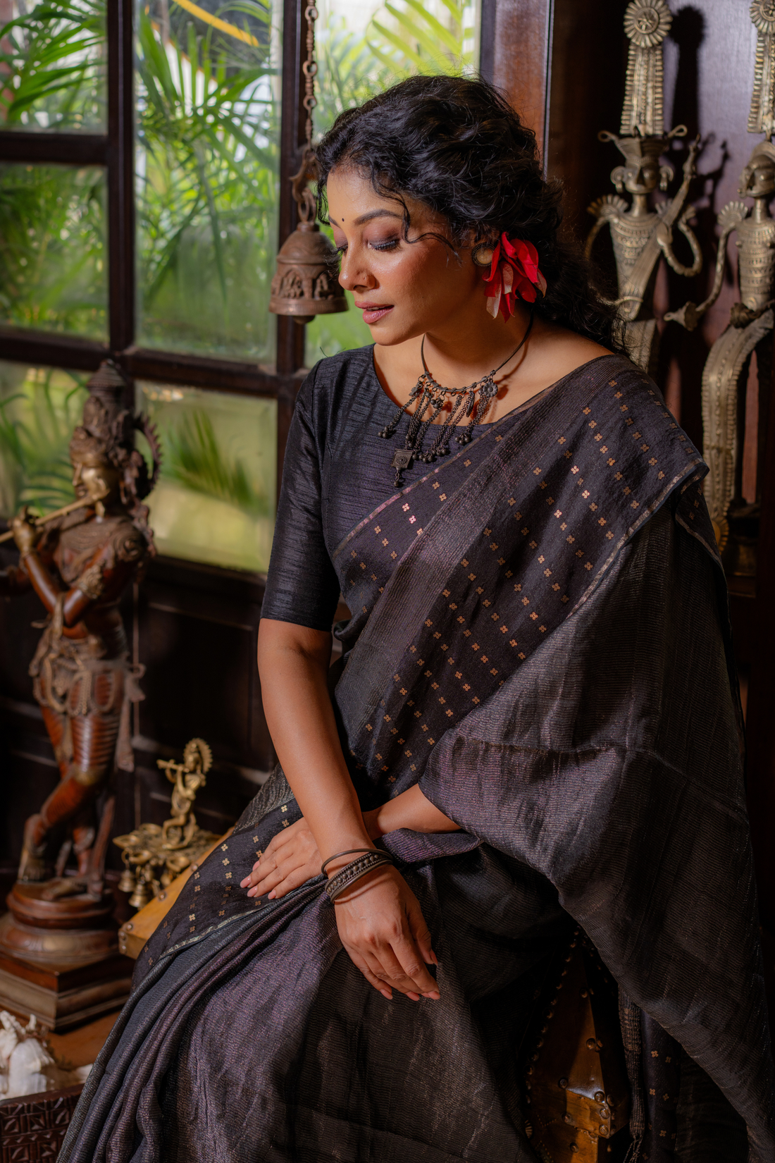 Black Opulence: The Subtle Shimmer of Sheer Evening Silk