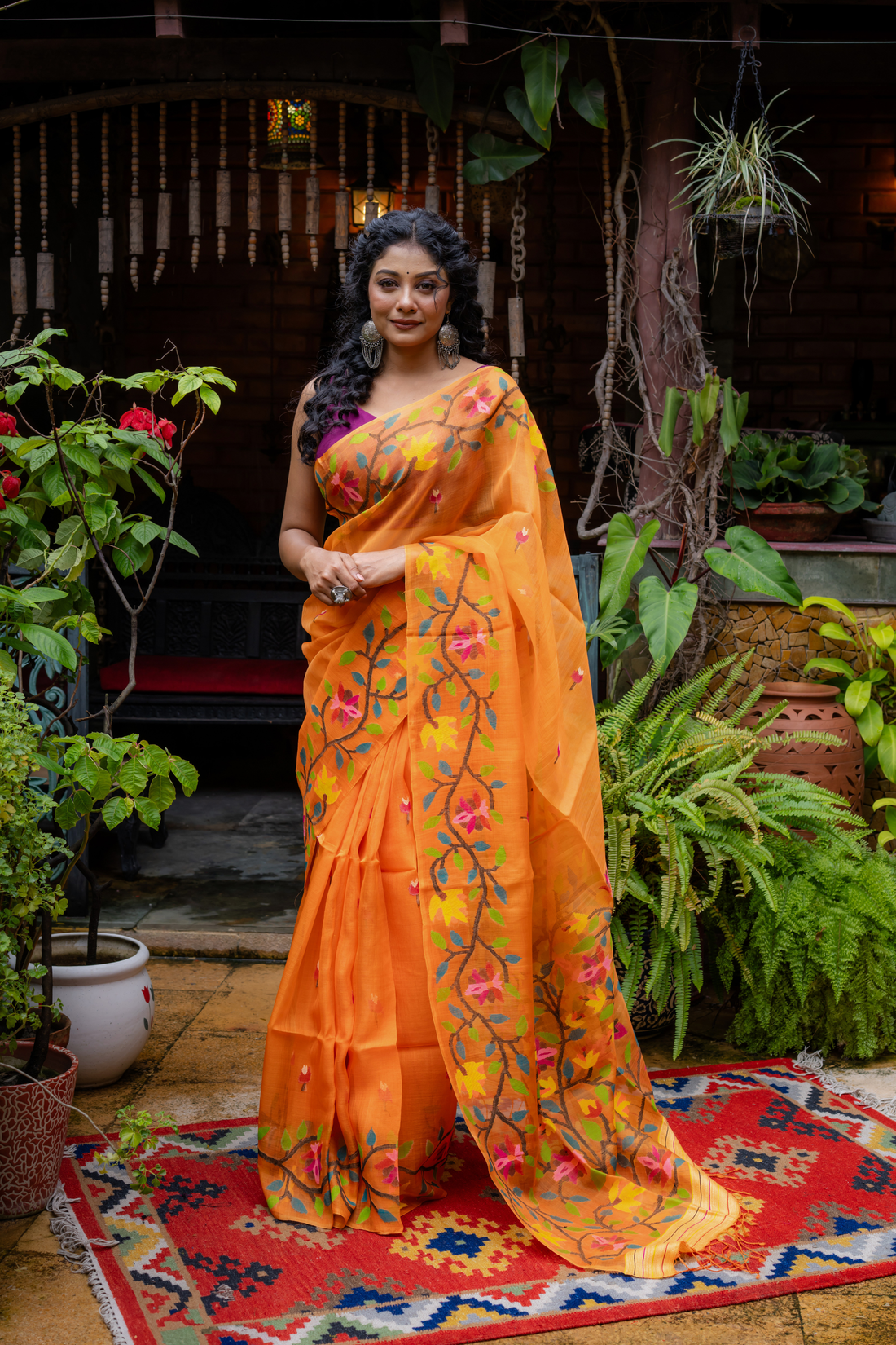 Mandarin Bloom: The Vibrant Art of Sheer Silk