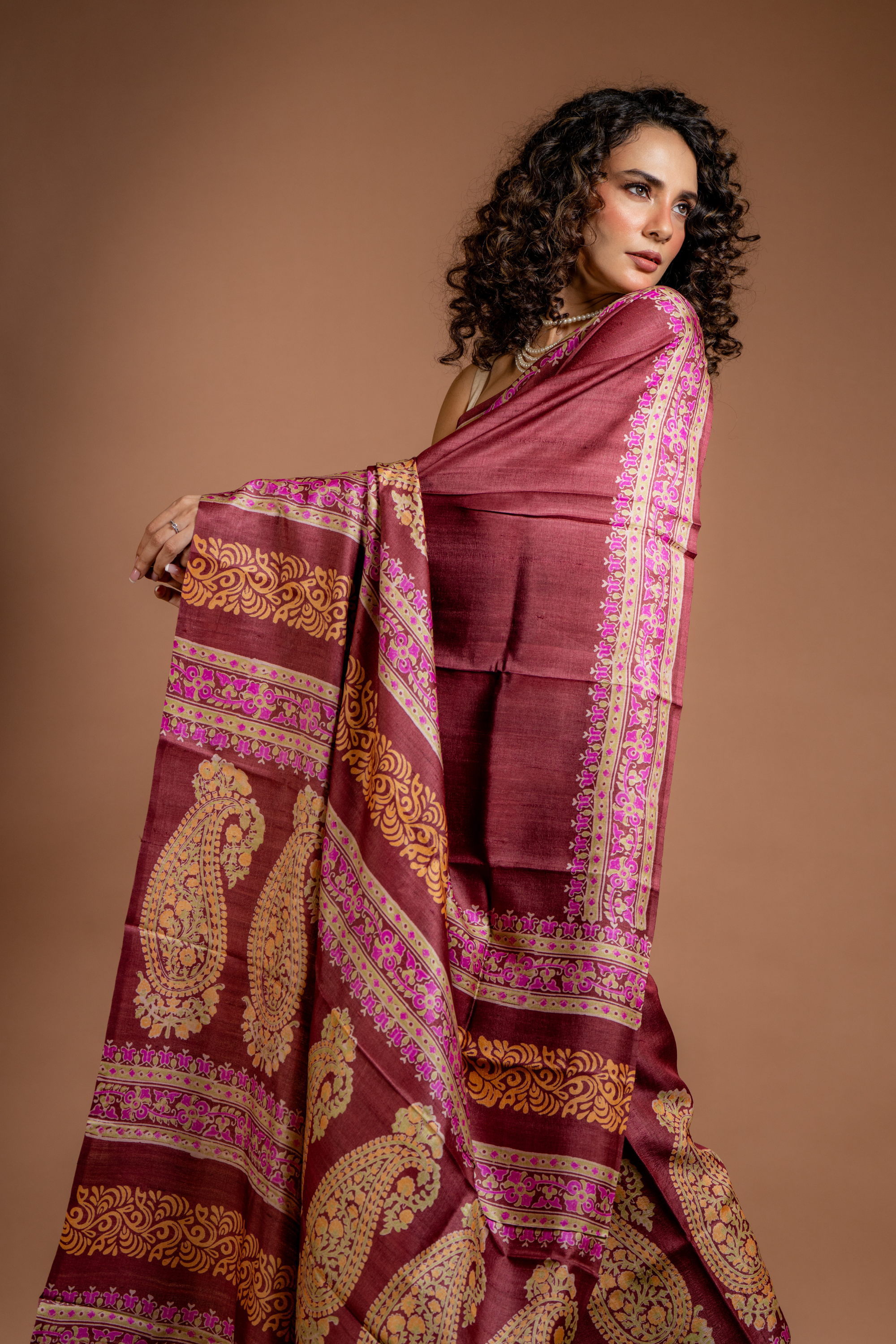 Mahogany Dreams: The Earthy Elegance of Tussar Silk