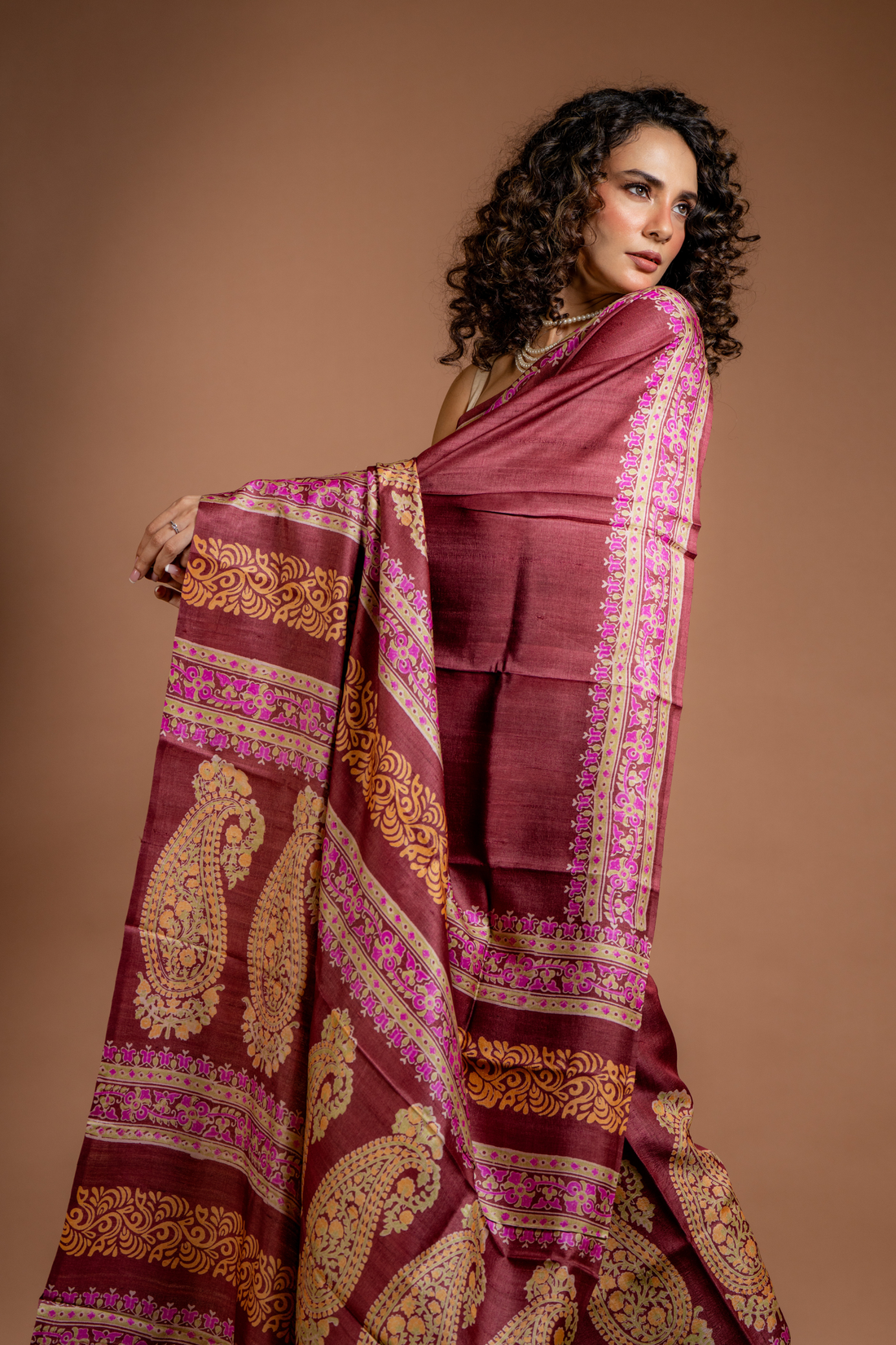 Mahogany Dreams: The Earthy Elegance of Tussar Silk