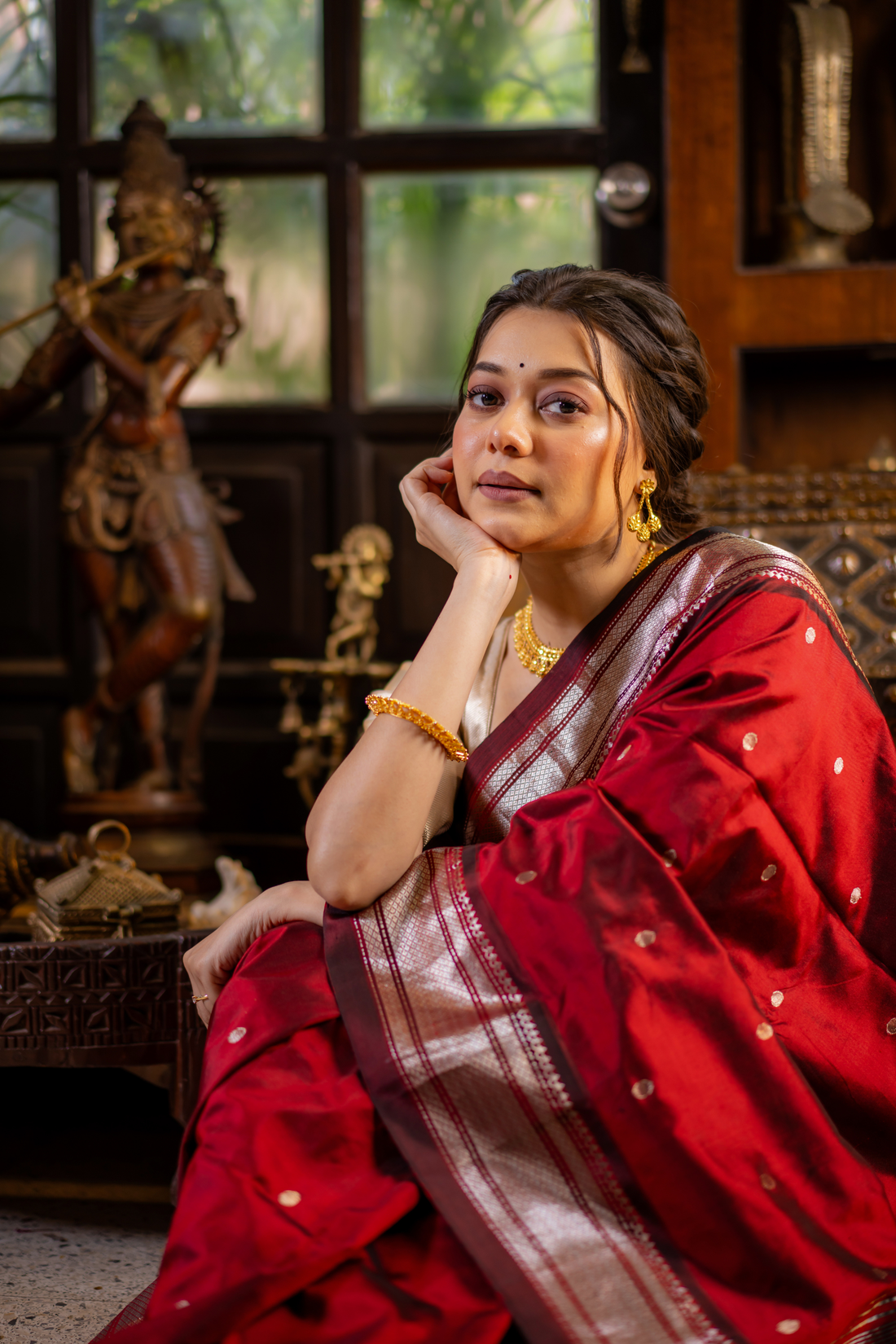 Ruby Peacock Paithani: A Masterpiece of Royal Weaving