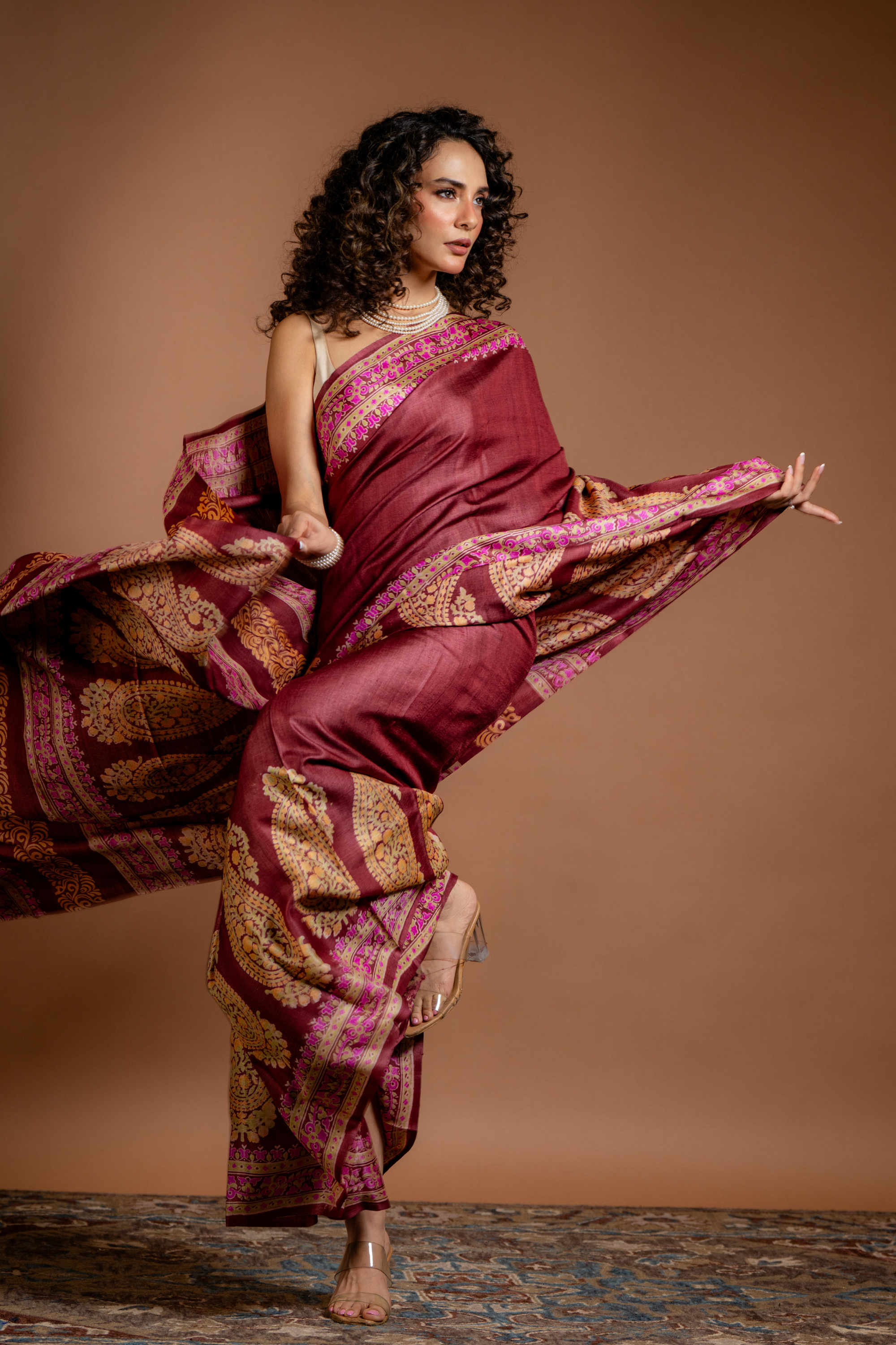 Mahogany Dreams: The Earthy Elegance of Tussar Silk