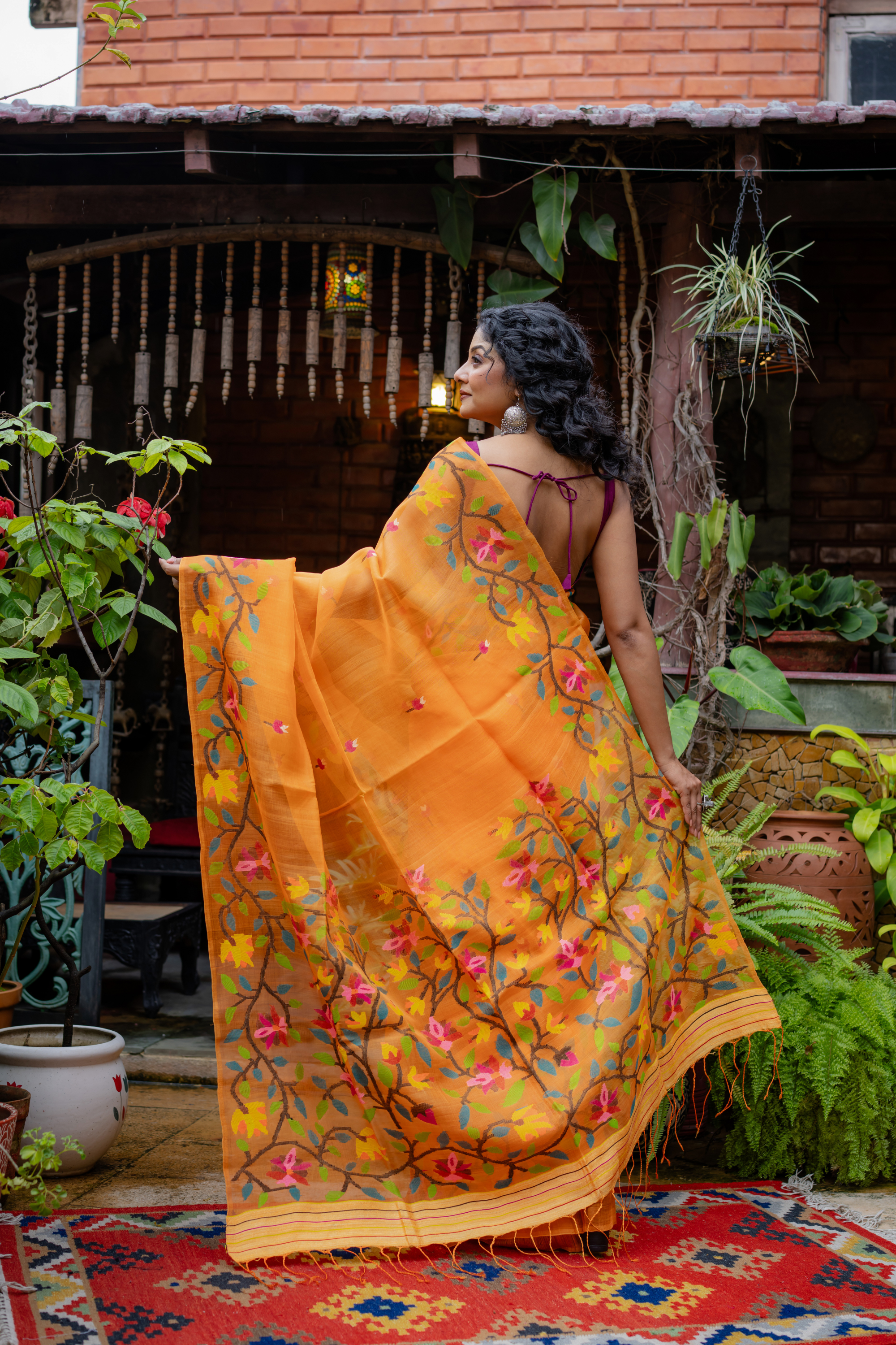 Mandarin Bloom: The Vibrant Art of Sheer Silk