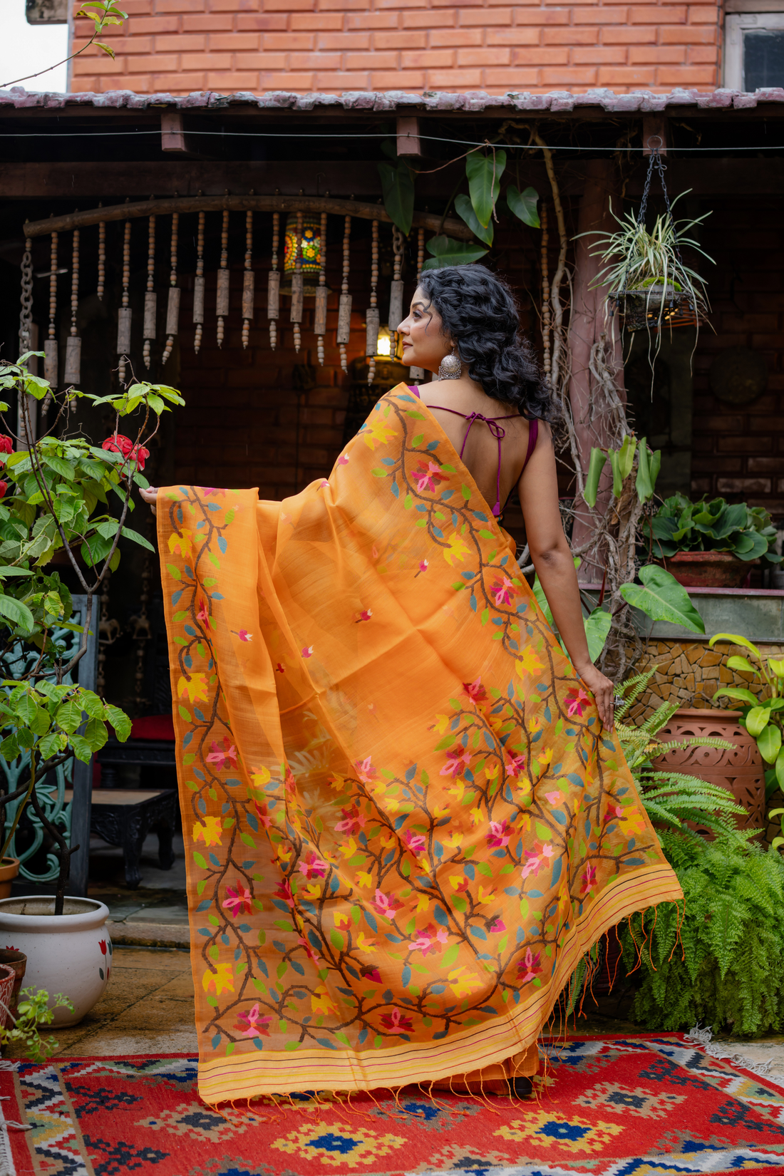 Mandarin Bloom: The Vibrant Art of Sheer Silk