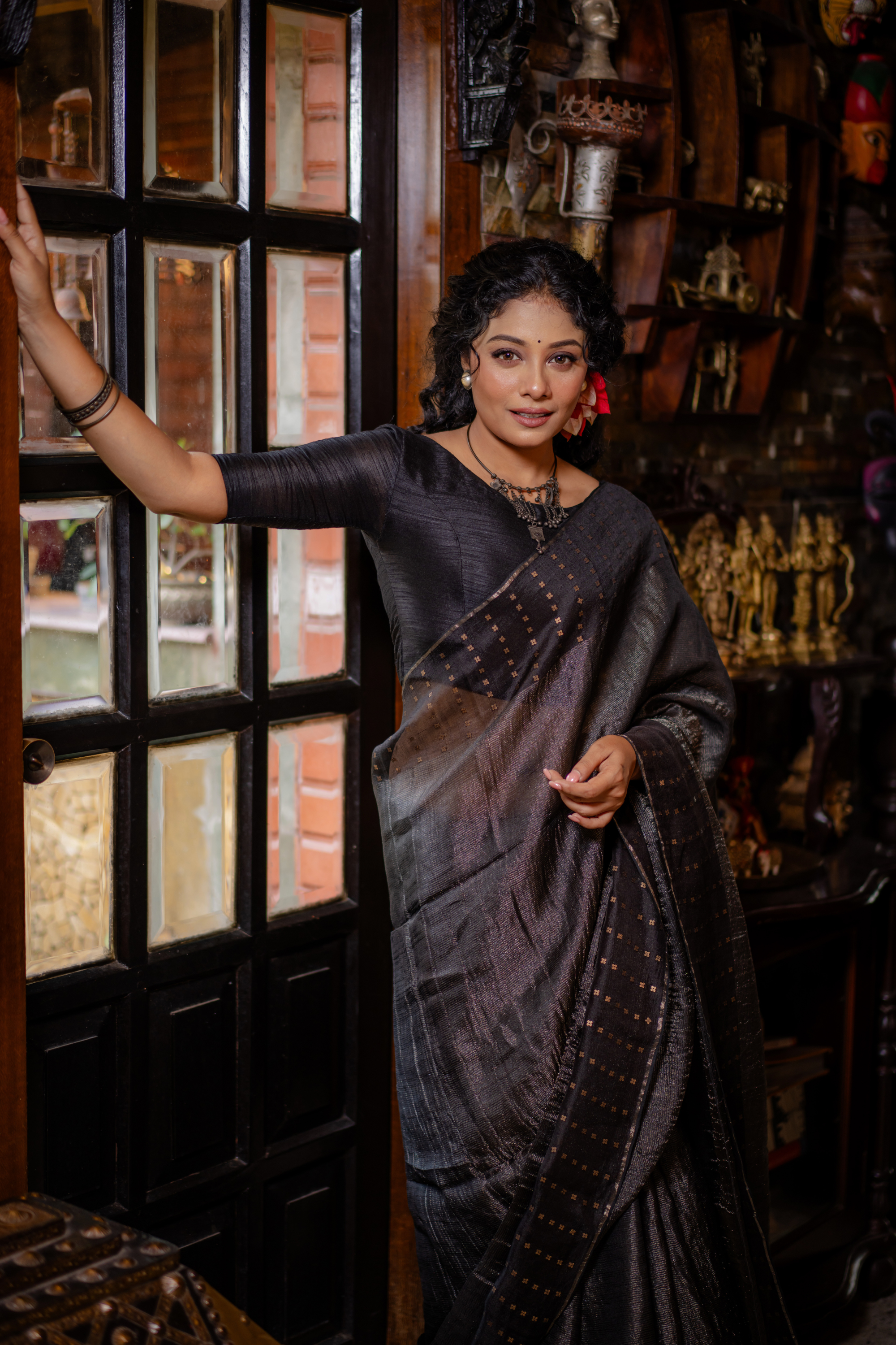 Black Opulence: The Subtle Shimmer of Sheer Evening Silk