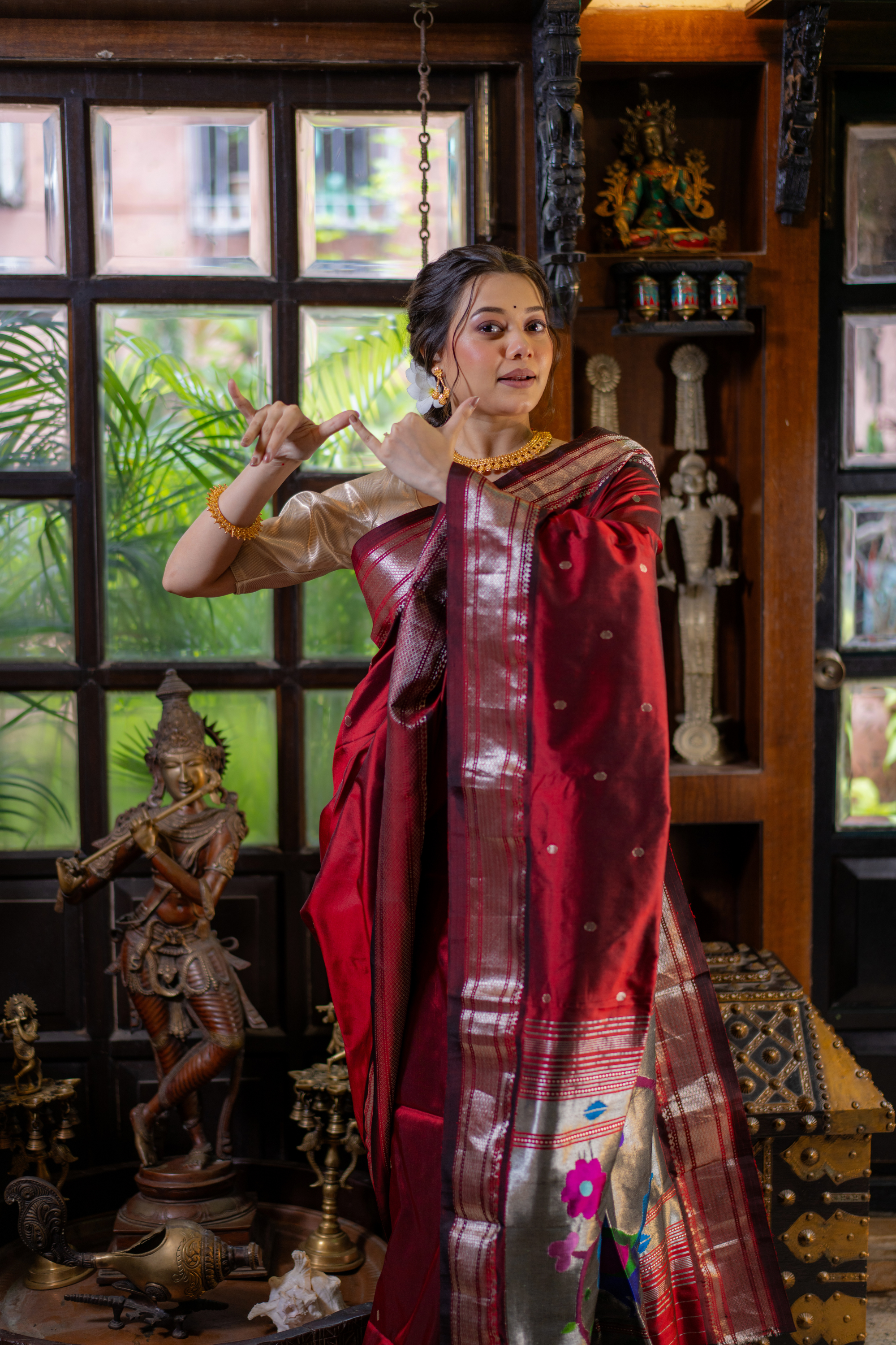 Ruby Peacock Paithani: A Masterpiece of Royal Weaving