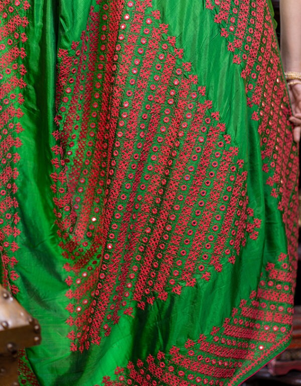 Gujrati Stitch on Katan Silk